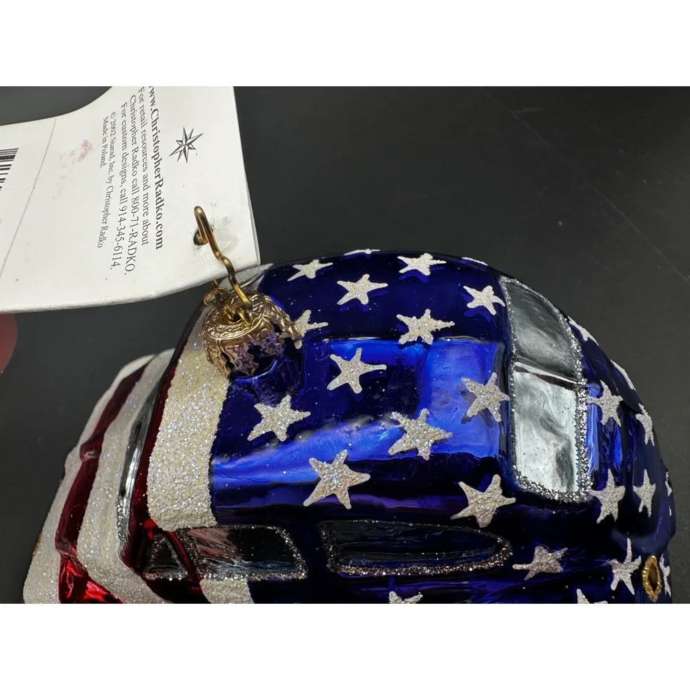 2000 Christopher Radko‎ Stars and Stripes VW Bug 00-177-2P Patriotic Ornament